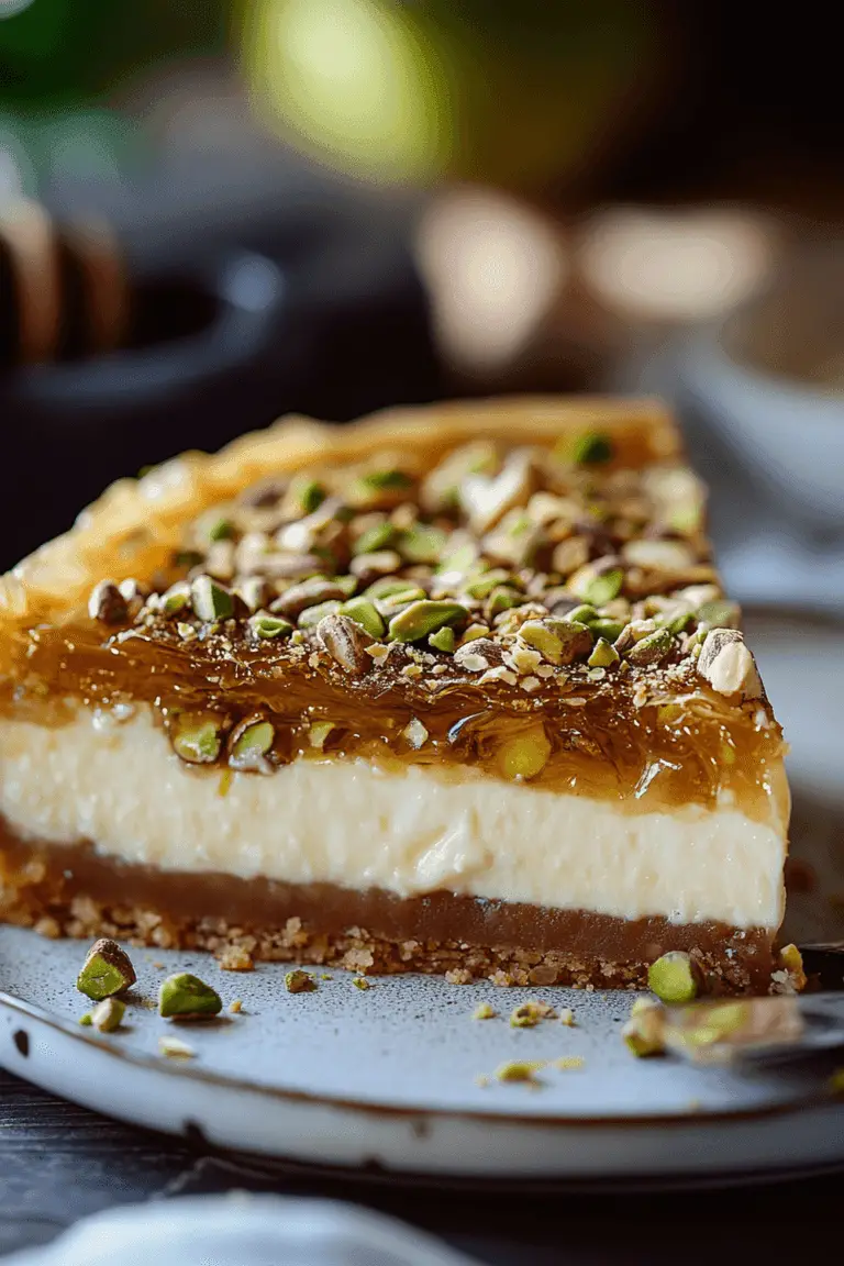 Honey Pistachio Baklava Cheesecake