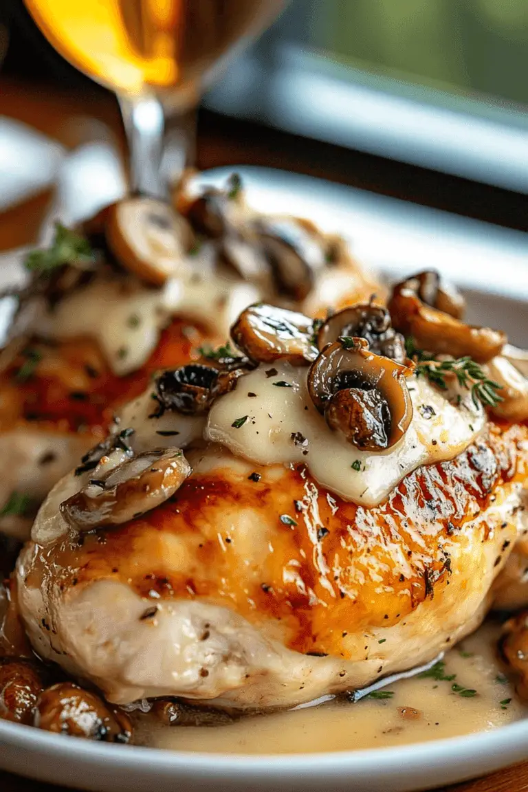Cheesy Garlic Butter Mushroom Stuffed Chicken