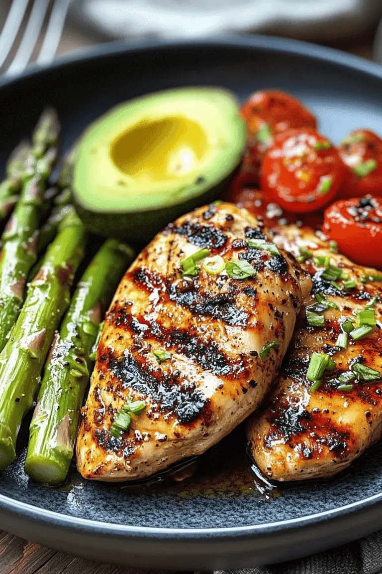 Grilled Chicken with Asparagus and Avocado