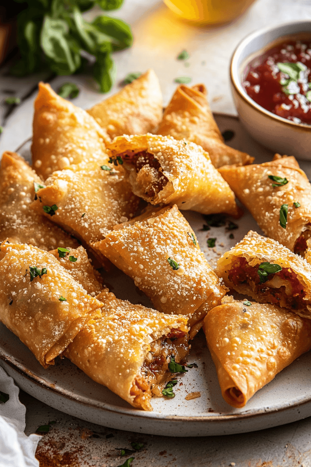 Garlic Butter Pizza Egg Rolls