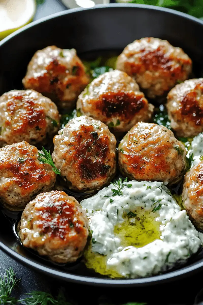 Delicious Greek Turkey Meatballs & Tzatziki Recipe