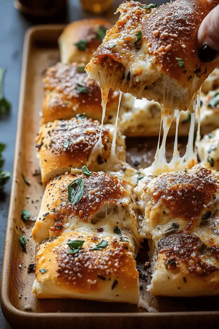 Pull Apart Roasted Garlic Butter Pizza Dip Sliders