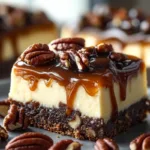 Caramel Pecan Turtle Cheesecake Bars