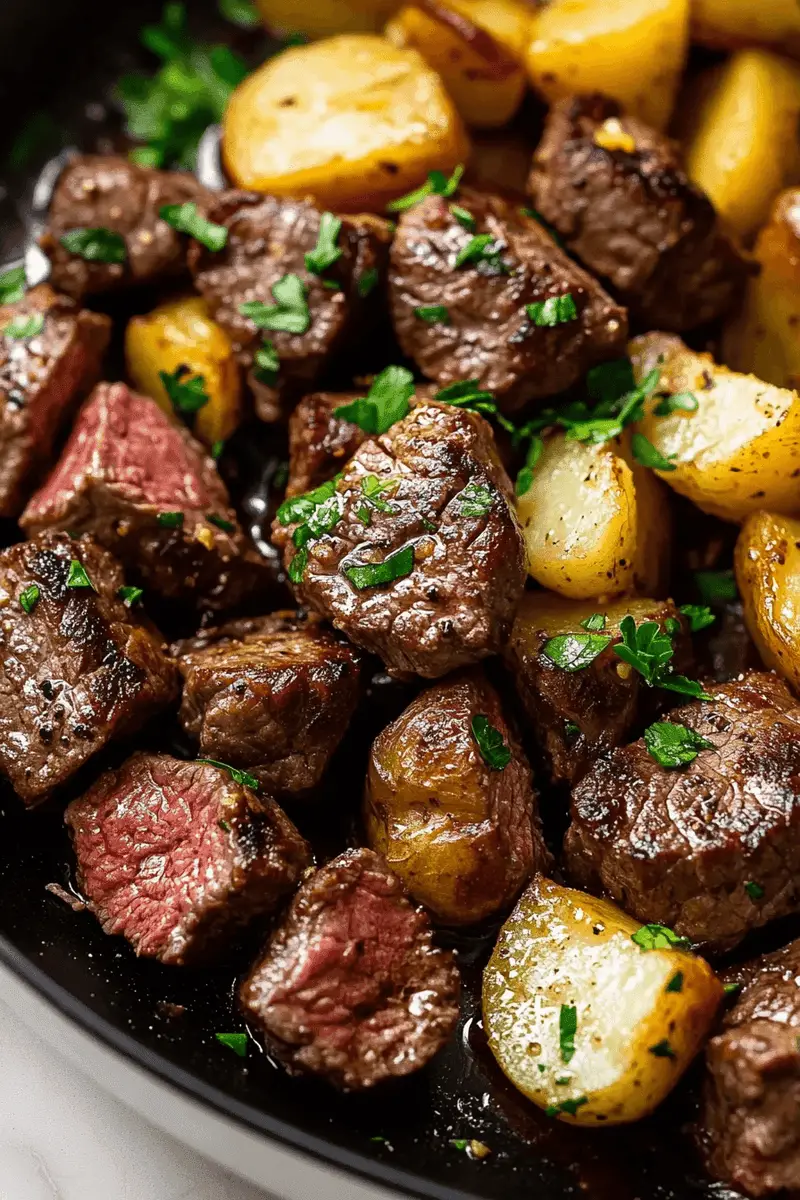 Garlic Butter Steak Bites with Potatoes