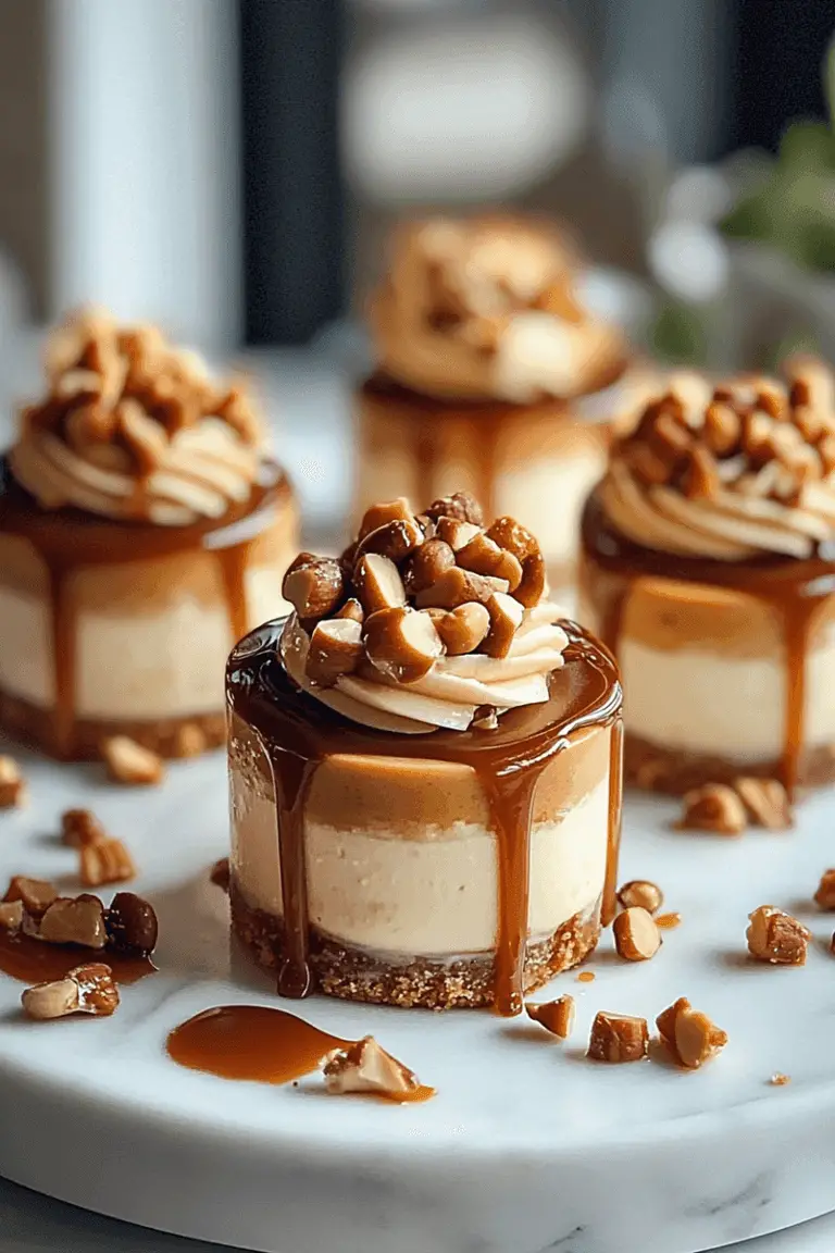 Peanut Butter Caramel Mini Cheesecakes