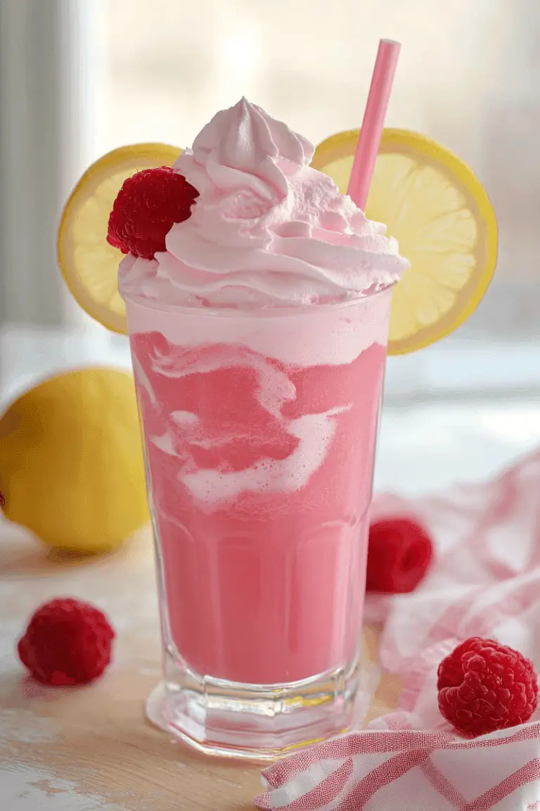 Whipped Pink Lemonade in a Glass