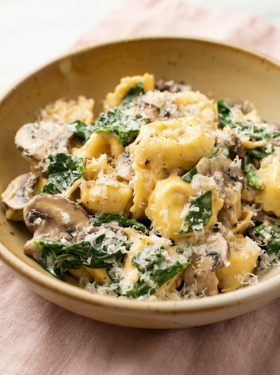 Creamy Tortellini with Spinach and Mushrooms for Cozy Nights