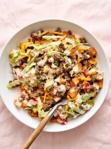 Sweet Potato Burger Bowl for a Healthy Dinner Option